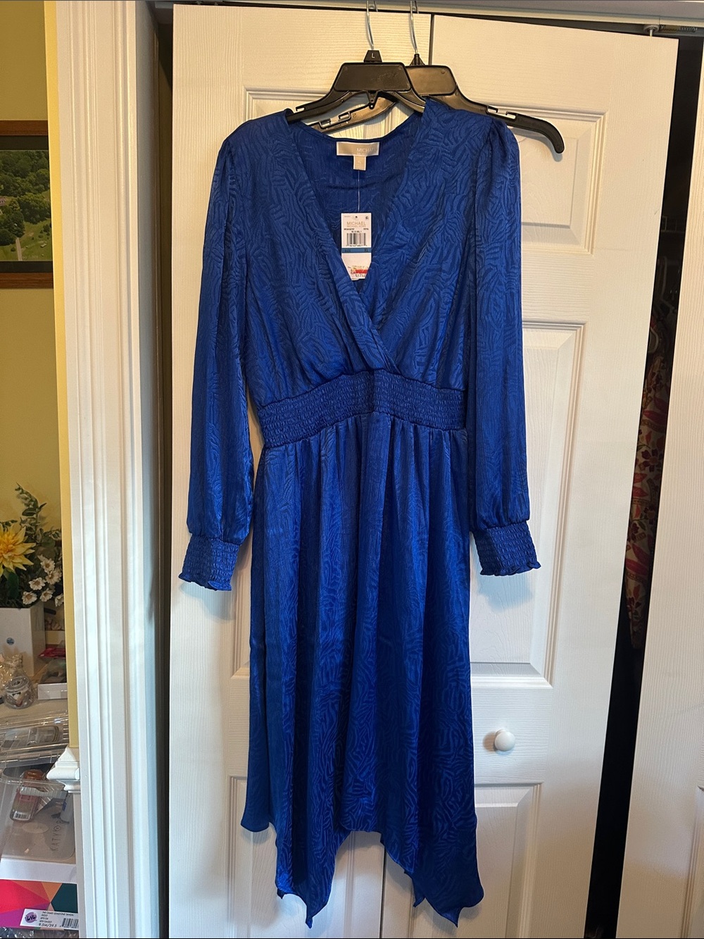 Michael Kors Cobalt Blue Long Sleeve Midi Dress